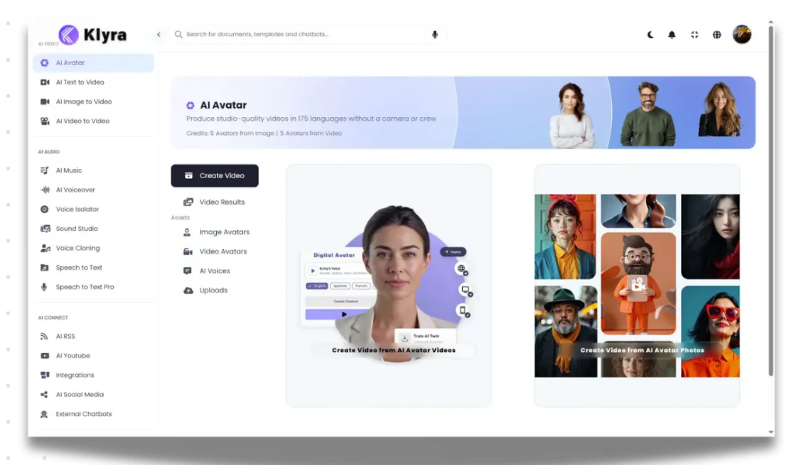 screenshot of Klyra AI